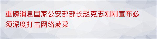 重磅消息国家公安部部长赵克志刚刚宣布必须深度打击网络菠菜