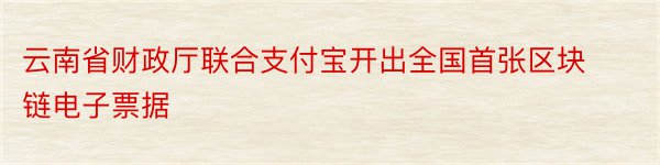 云南省财政厅联合支付宝开出全国首张区块链电子票据